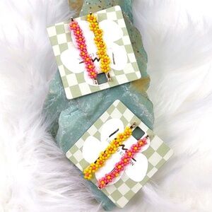 NEW Embellished Flower Beads Hair Bobby Pins Limited Edition Nostalgic - Gold